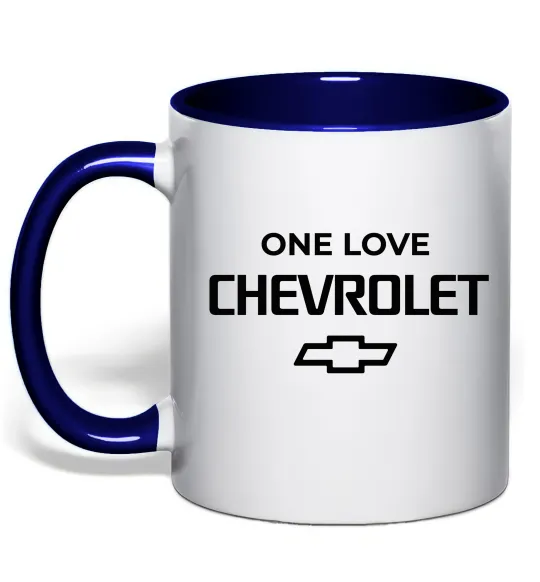 Чашка с цветной ручкой Chevrolet one love Глубокий темно-синий фото