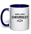 Чашка с цветной ручкой Chevrolet one love Глубокий темно-синий фото