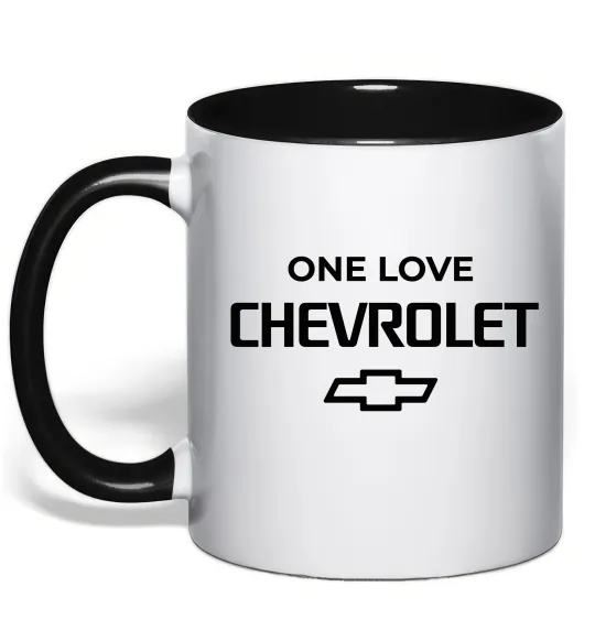 Чашка с цветной ручкой Chevrolet one love Черный фото