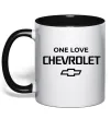 Чашка с цветной ручкой Chevrolet one love Черный фото