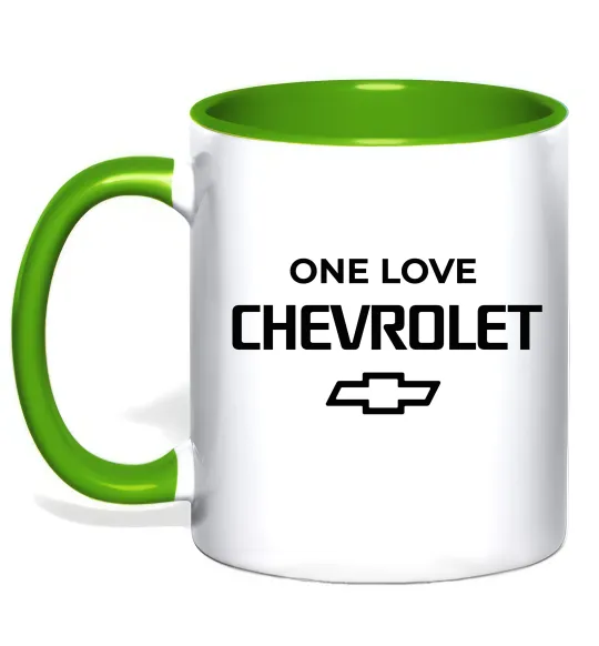 Чашка с цветной ручкой Chevrolet one love Лаймовый фото