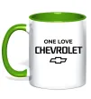 Чашка с цветной ручкой Chevrolet one love Лаймовый фото