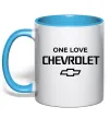 Чашка с цветной ручкой Chevrolet one love Голубой фото