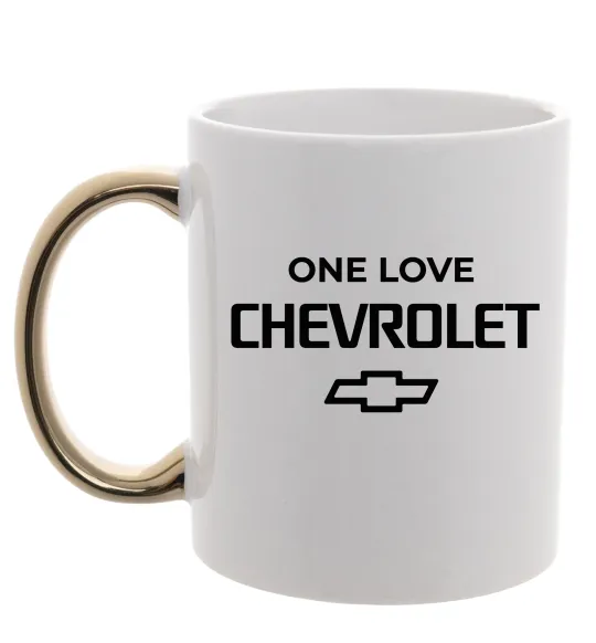 Чашка с цветной ручкой Chevrolet one love Золото фото