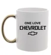 Чашка с цветной ручкой Chevrolet one love Золото фото