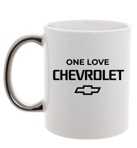 Чашка с цветной ручкой Chevrolet one love Серебро фото