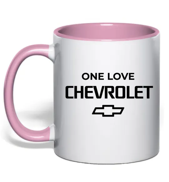 Чашка с цветной ручкой Chevrolet one love Нежно розовый фото