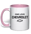 Чашка с цветной ручкой Chevrolet one love Нежно розовый фото