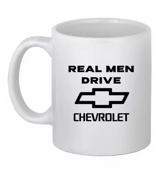 Чашка керамическая Real man drive Chevrolet Белый фото