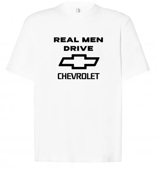 Футболка Оверсайз Real man drive Chevrolet Белый фото