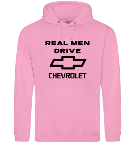 Мужская толстовка (худи) Real man drive Chevrolet Розовый фото