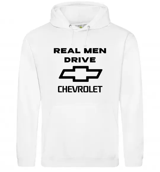 Чоловіча толстовка (худі) Real man drive Chevrolet Білий фото