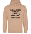 Чоловіча толстовка (худі) Real man drive Chevrolet Пісочний фото