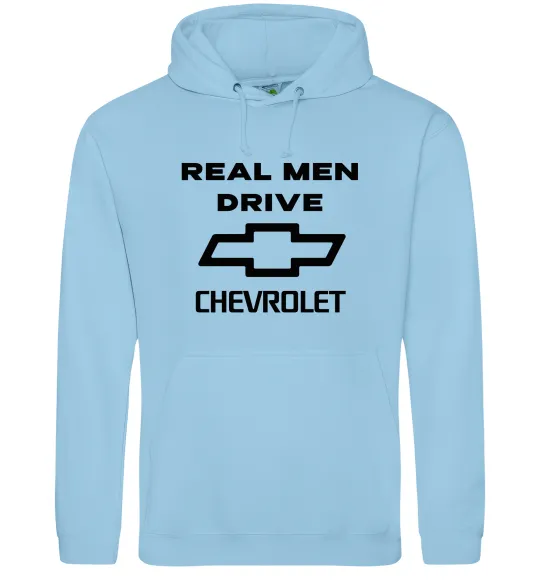 Мужская толстовка (худи) Real man drive Chevrolet Голубой фото