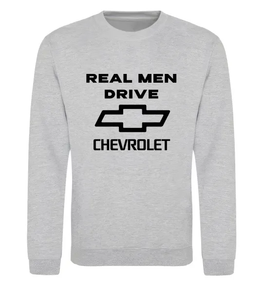 Світшот Real man drive Chevrolet Сірий меланж фото
