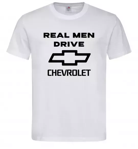 Чоловіча футболка Real man drive Chevrolet Білий фото