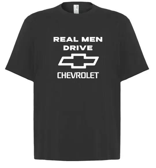 Футболка Оверсайз Real man drive Chevrolet Черный фото