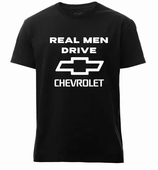 Мужская премиум футболка Real man drive Chevrolet Черный фото