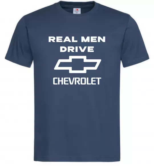 Чоловіча футболка Real man drive Chevrolet Темно-синій фото