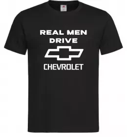 Мужская футболка Real man drive Chevrolet Черный Мужская футболка Real man drive Chevrolet Черный фото