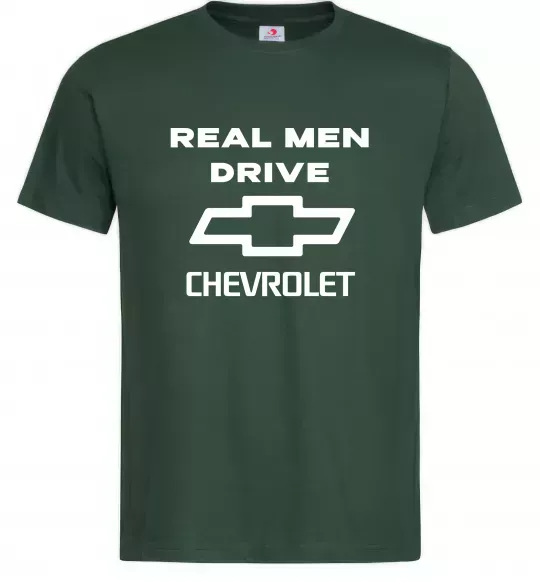 Чоловіча футболка Real man drive Chevrolet Темно-зелений фото