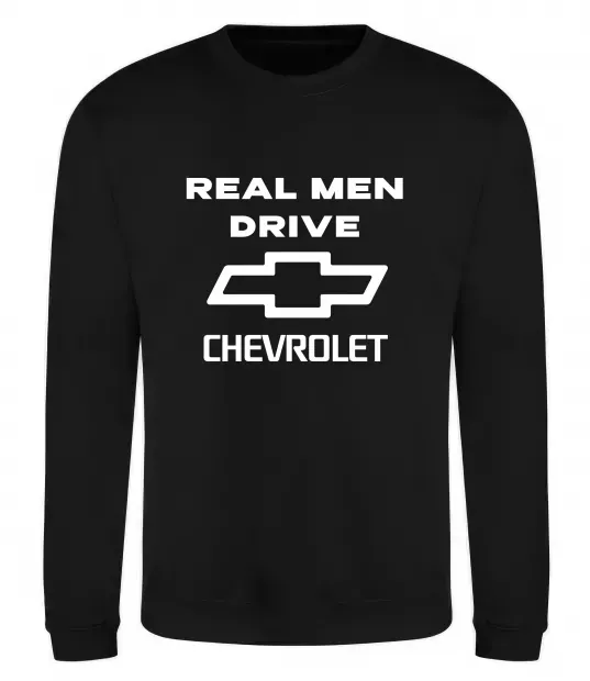 Світшот Real man drive Chevrolet Чорний фото