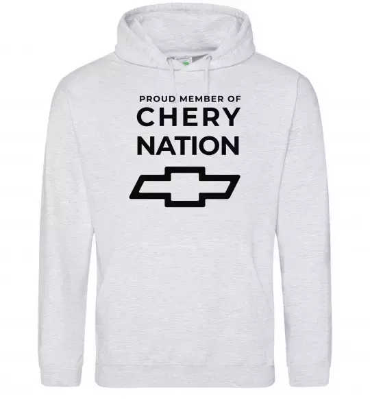 Чоловіча толстовка (худі) Proud member of chery nation Сірий меланж фото