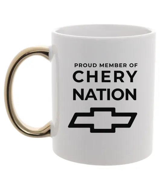 Чашка з кольоровою ручкою Proud member of chery nation Золото фото