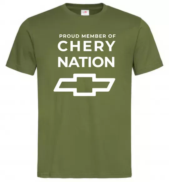Чоловіча футболка Proud member of chery nation Оливковий фото