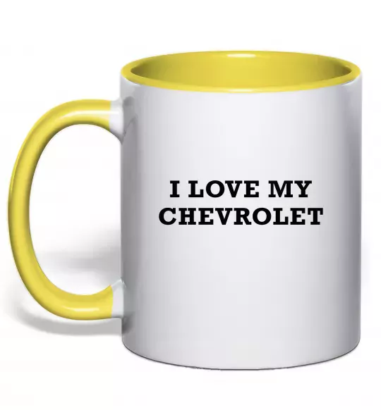 Чашка з кольоровою ручкою Love my Chevrolet Сонячно жовтий фото