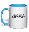 Чашка з кольоровою ручкою Love my Chevrolet Блакитний фото