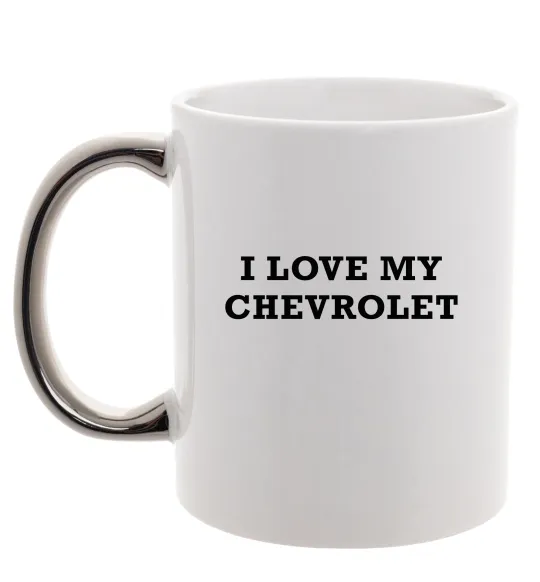 Чашка з кольоровою ручкою Love my Chevrolet Срібло фото