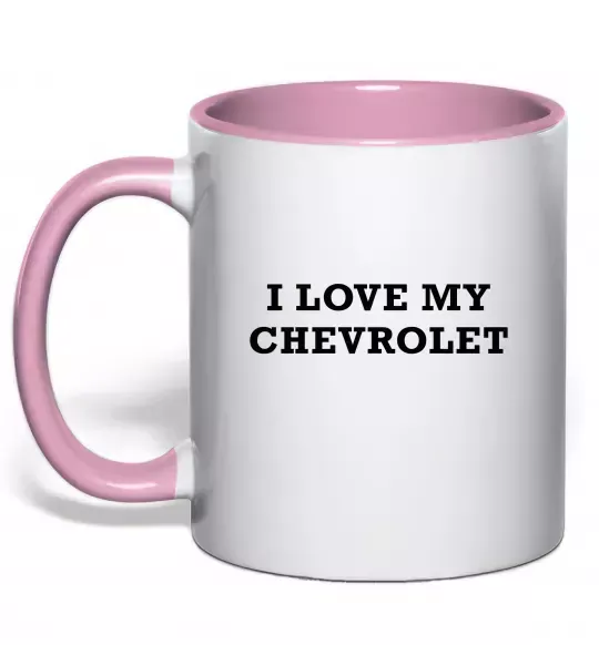 Чашка з кольоровою ручкою Love my Chevrolet Ніжно рожевий фото