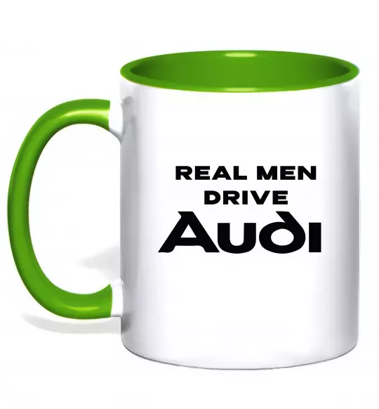 Чашка з кольоровою ручкою Real man drive Audi Зелений фото