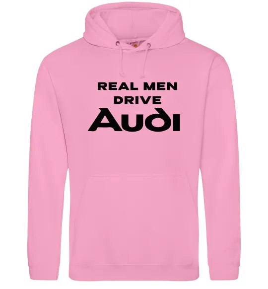 Мужская толстовка (худи) Real man drive Audi Розовый фото