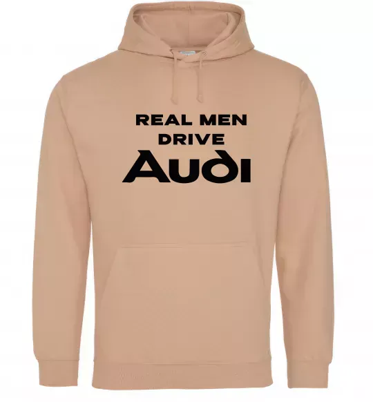 Мужская толстовка (худи) Real man drive Audi Песочный фото