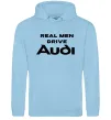 Мужская толстовка (худи) Real man drive Audi Голубой фото