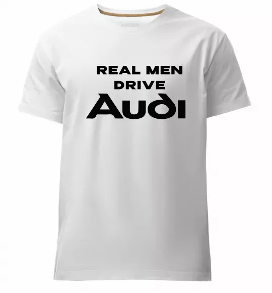 Мужская премиум футболка Real man drive Audi Белый фото