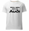 Мужская премиум футболка Real man drive Audi Белый фото