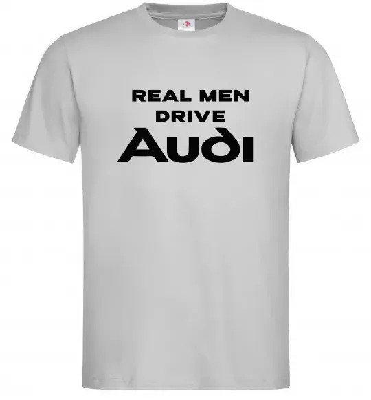 Мужская футболка Real man drive Audi Серый фото
