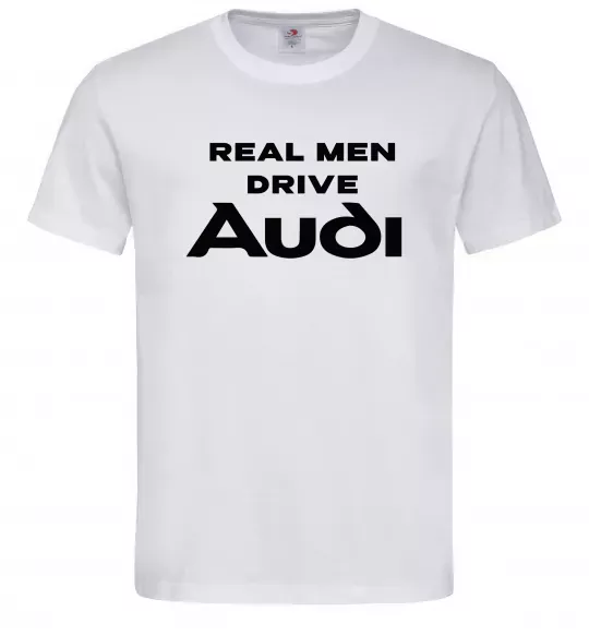 Мужская футболка Real man drive Audi Белый фото