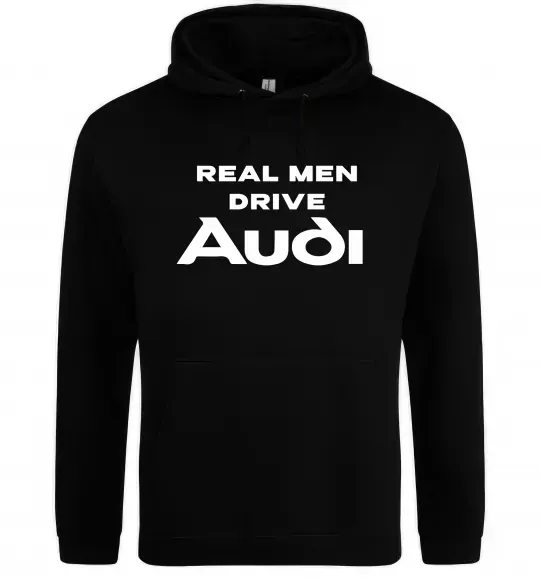 Мужская толстовка (худи) Real man drive Audi Черный фото