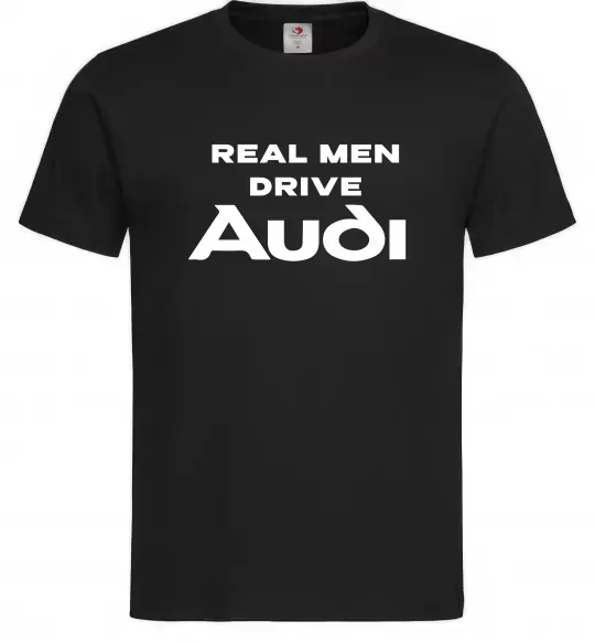 Мужская футболка Real man drive Audi Черный фото