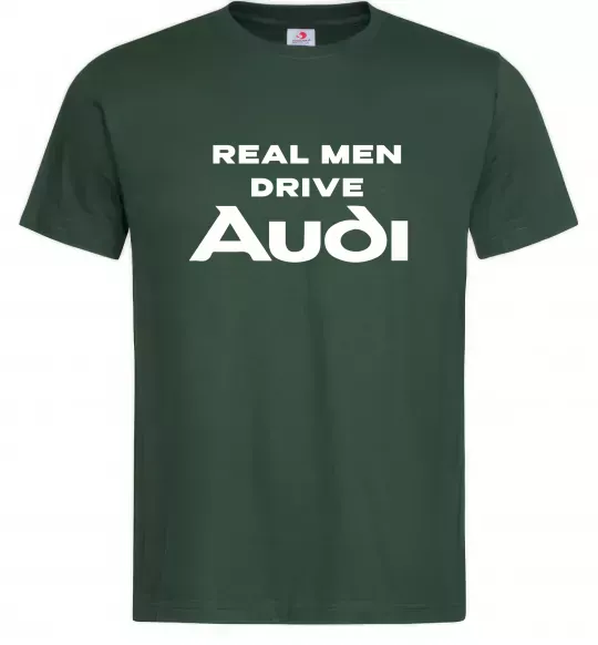 Мужская футболка Real man drive Audi Темно-зеленый фото