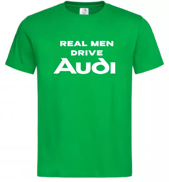 Мужская футболка Real man drive Audi Зеленый фото