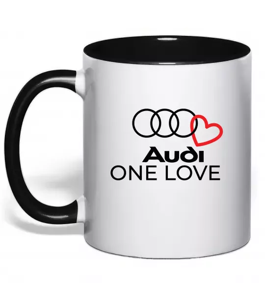 Чашка с цветной ручкой Audi One love Черный фото