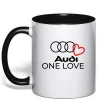 Чашка с цветной ручкой Audi One love Черный фото