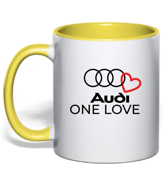 Чашка з кольоровою ручкою Audi One love Лимонний фото