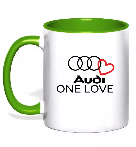 Чашка с цветной ручкой Audi One love Зеленый фото