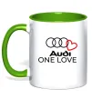 Чашка с цветной ручкой Audi One love Зеленый фото